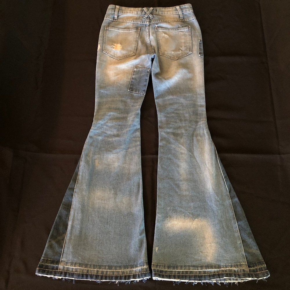Free People Light Blue Patchwork Flare Jeans - Picture 9 of 16